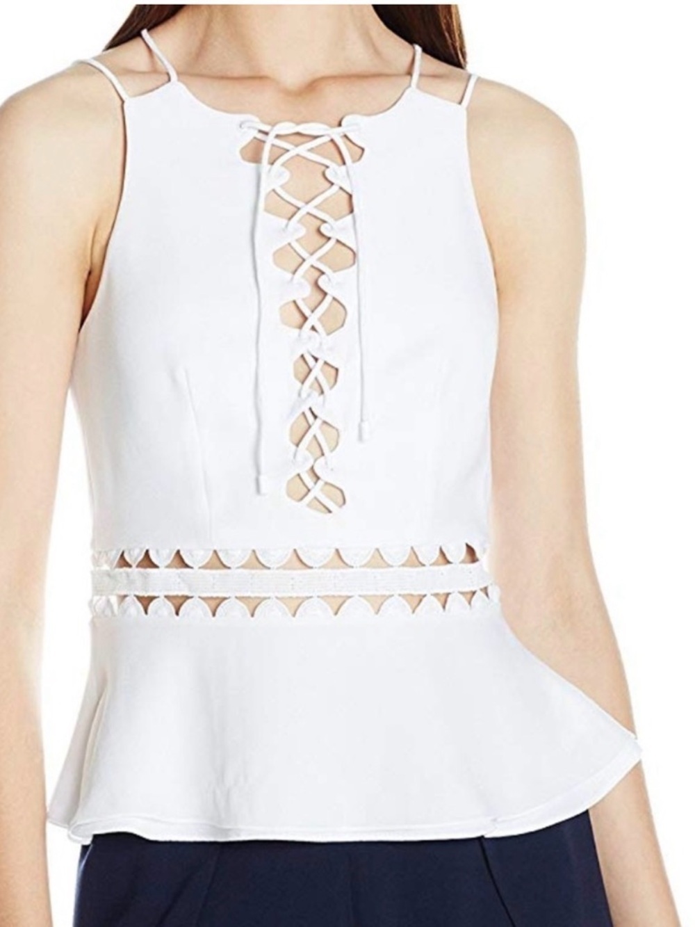 Jonathan Simkhai White Lace-Up Peplum